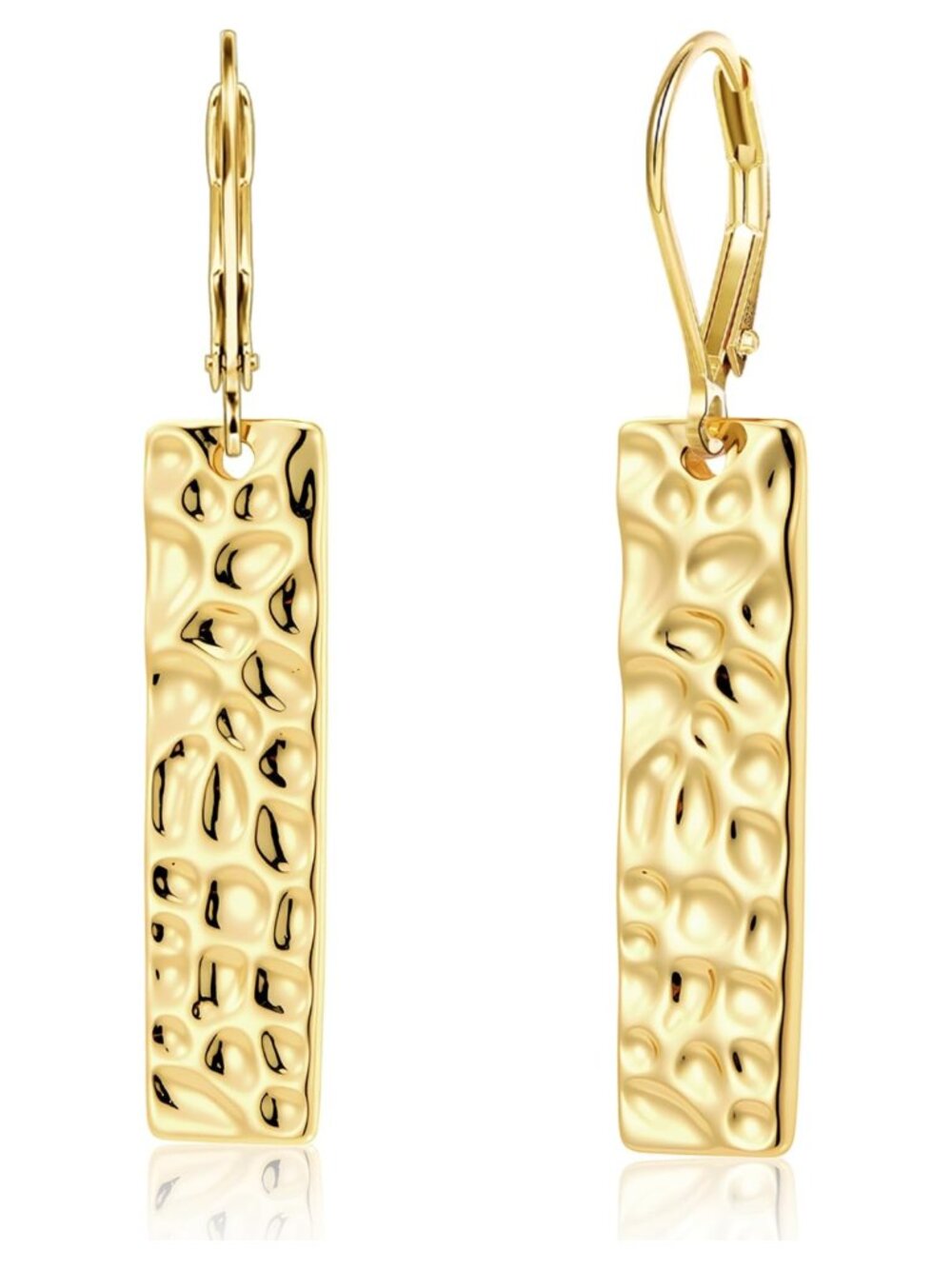 14K Goldplated Hammered Dangle Leverback Earrings for Women